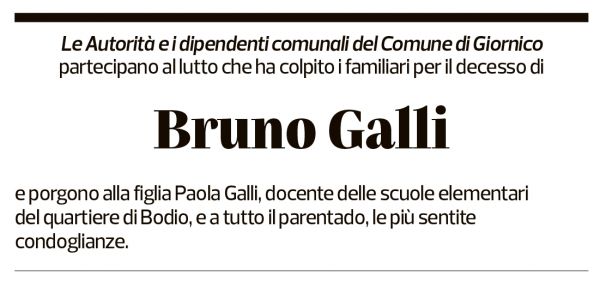 Annuncio funebre Bruno Galli
