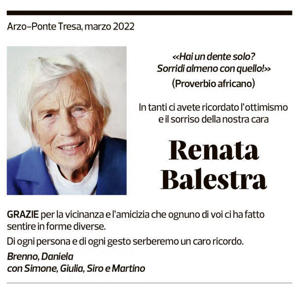 Annuncio funebre Renata Balestra