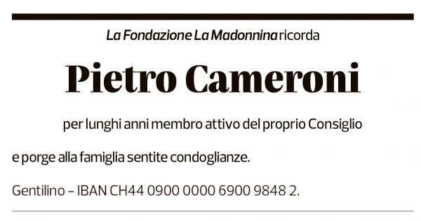 Annuncio funebre Pietro Cameroni