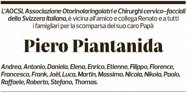 Annuncio funebre Piero Piantanida