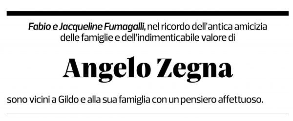 Annuncio funebre Angelo Zegna