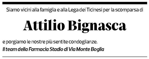 Annuncio funebre Attilio Bignasca