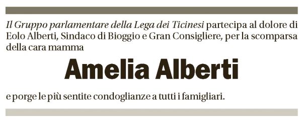 Annuncio funebre Amelia Alberti