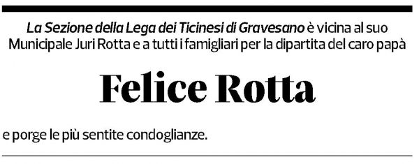 Annuncio funebre Felice Rotta