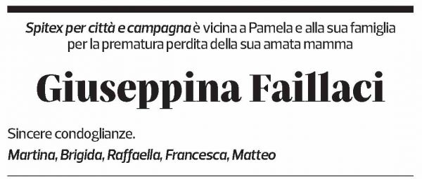 Annuncio funebre Giuseppina Faillaci