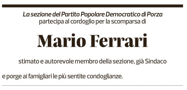 Annuncio funebre Mario Ferrari