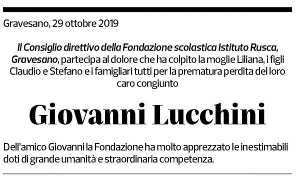 Annuncio funebre Giovanni Lucchini