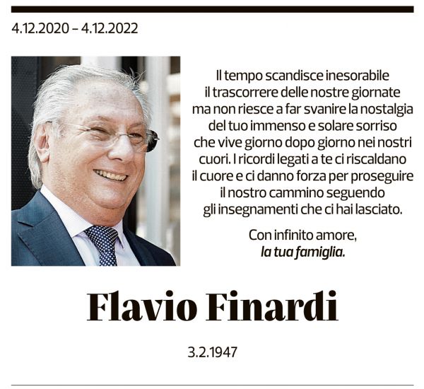 Annuncio funebre Flavio Finardi