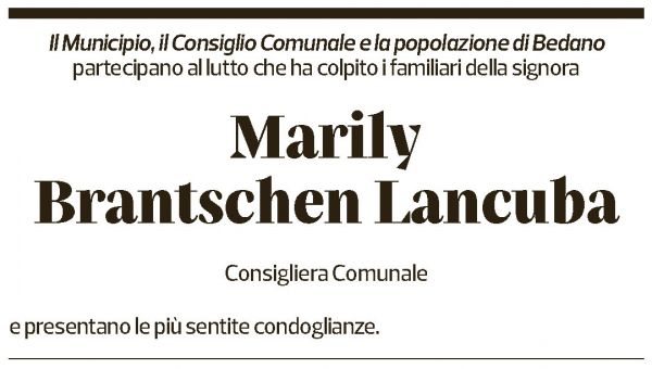 Annuncio funebre Marily Brantschen Lancuba