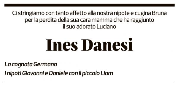 Annuncio funebre Ines Danesi