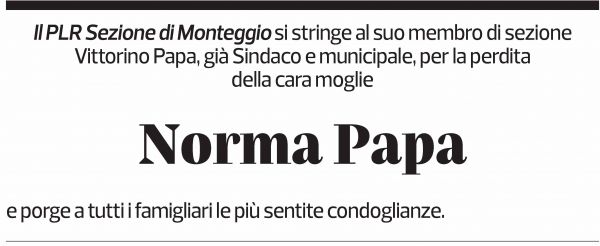Annuncio funebre Norma Papa