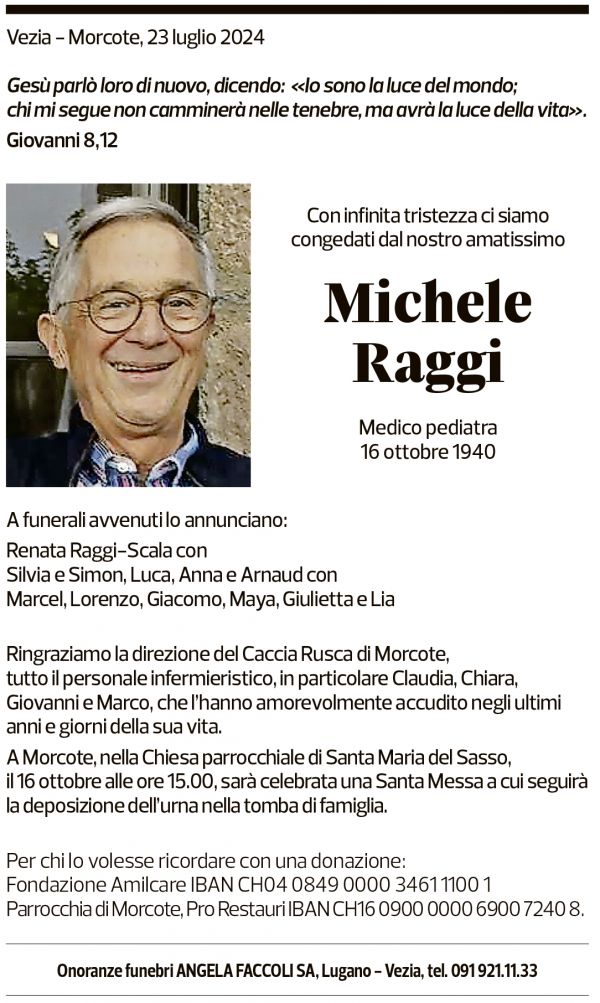 Annuncio funebre Michele Raggi