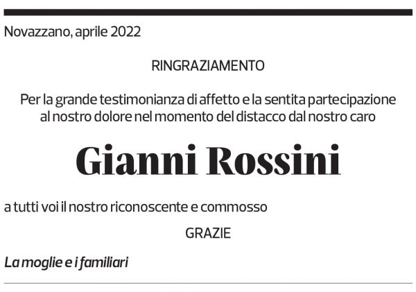 Annuncio funebre Gianni Rossini