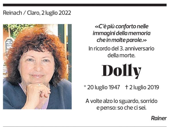 Annuncio funebre Dolly 