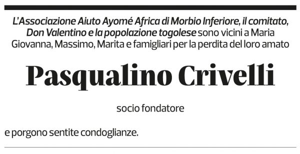 Annuncio funebre Pasqualino Crivelli