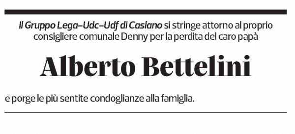 Annuncio funebre Alberto Bettelini