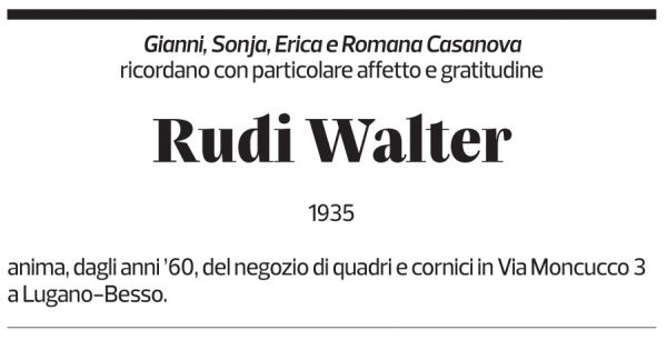 Annuncio funebre Rudi Walter