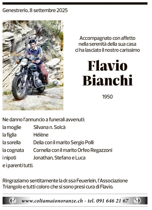 Annuncio funebre Flavio Bianchi