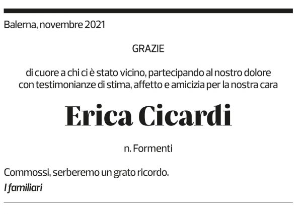 Annuncio funebre Erica Cicardi