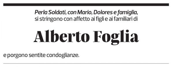 Annuncio funebre Alberto Foglia