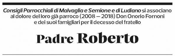 Annuncio funebre Padre Roberto 