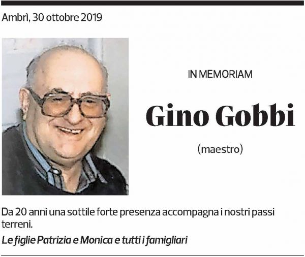Annuncio funebre Gino Gobbi