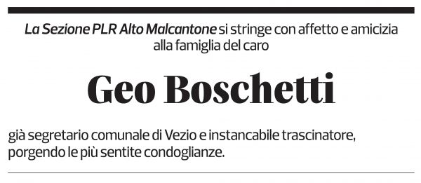 Annuncio funebre Geo Boschetti