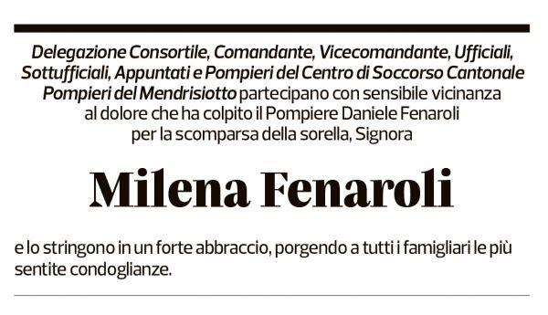 Annuncio funebre Milena Fenaroli