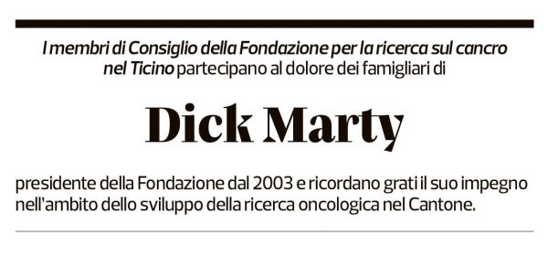 Annuncio funebre Dick Marty