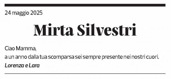 Annuncio funebre Mirta Silvestri