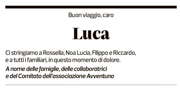 Annuncio funebre Luca Gatti