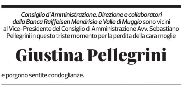 Annuncio funebre Giustina Pellegrini