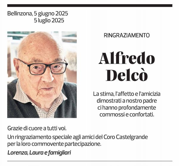 Annuncio funebre Alfredo Delcò