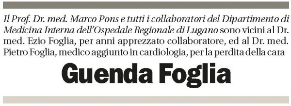 Annuncio funebre Guenda Foglia