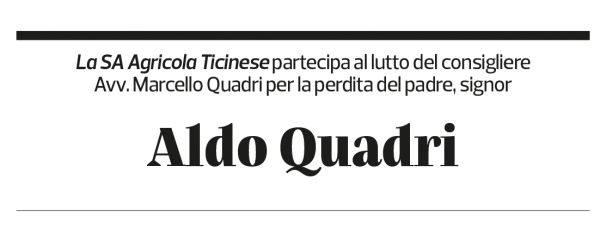 Annuncio funebre Aldo Quadri