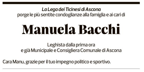 Annuncio funebre Manuela Bacchi