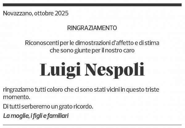 Annuncio funebre Luigi Nespoli