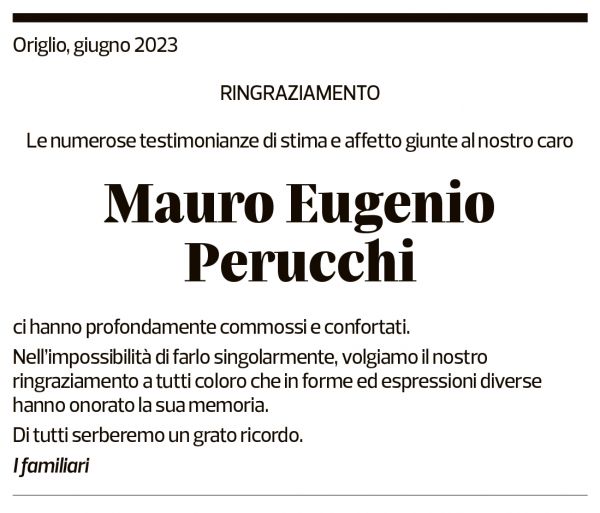 Annuncio funebre Mauro Eugenio Perucchi