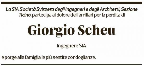 Annuncio funebre Giorgio Scheu