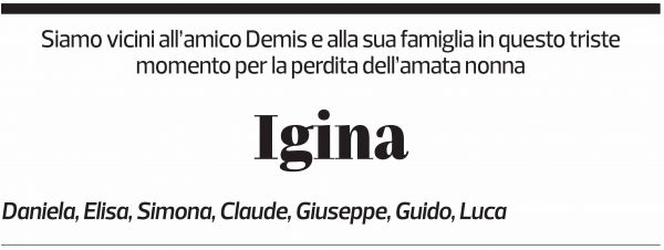 Annuncio funebre Igina 