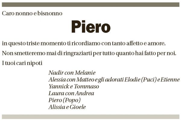 Annuncio funebre Piero Ferrari