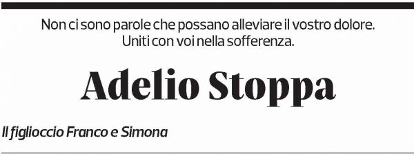 Annuncio funebre Adelio Stoppa