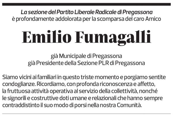 Annuncio funebre Emilio Fumagalli