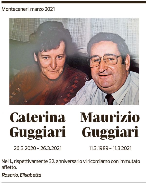 Annuncio funebre Caterina E Maurizio Guggiari