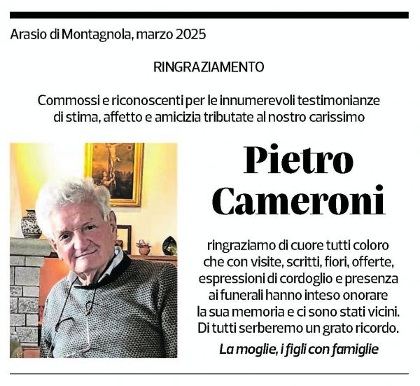 Annuncio funebre Pietro Cameroni