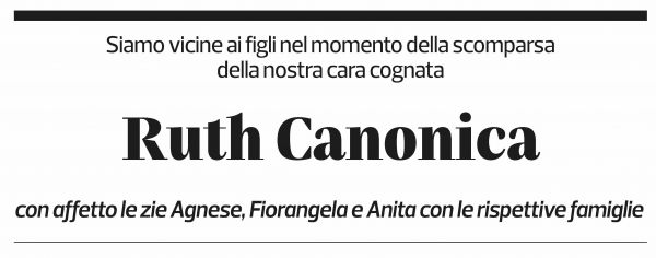 Annuncio funebre Ruth Canonica