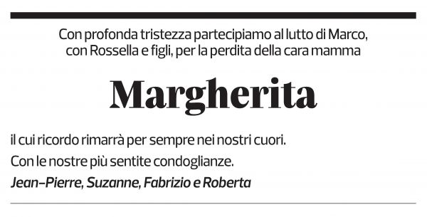 Annuncio funebre Margherita Poretti