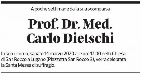Annuncio funebre Carlo Dietschi