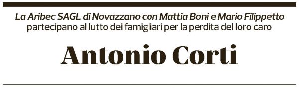 Annuncio funebre Antonio Corti