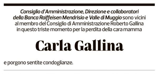 Annuncio funebre Carla Gallina